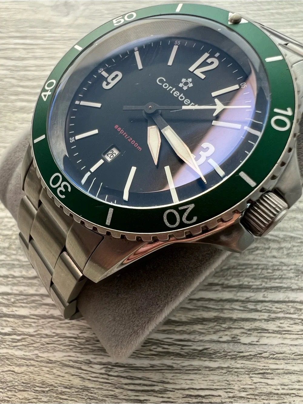 Cortebert Stainless Steel Dive Watch with Green Bezel